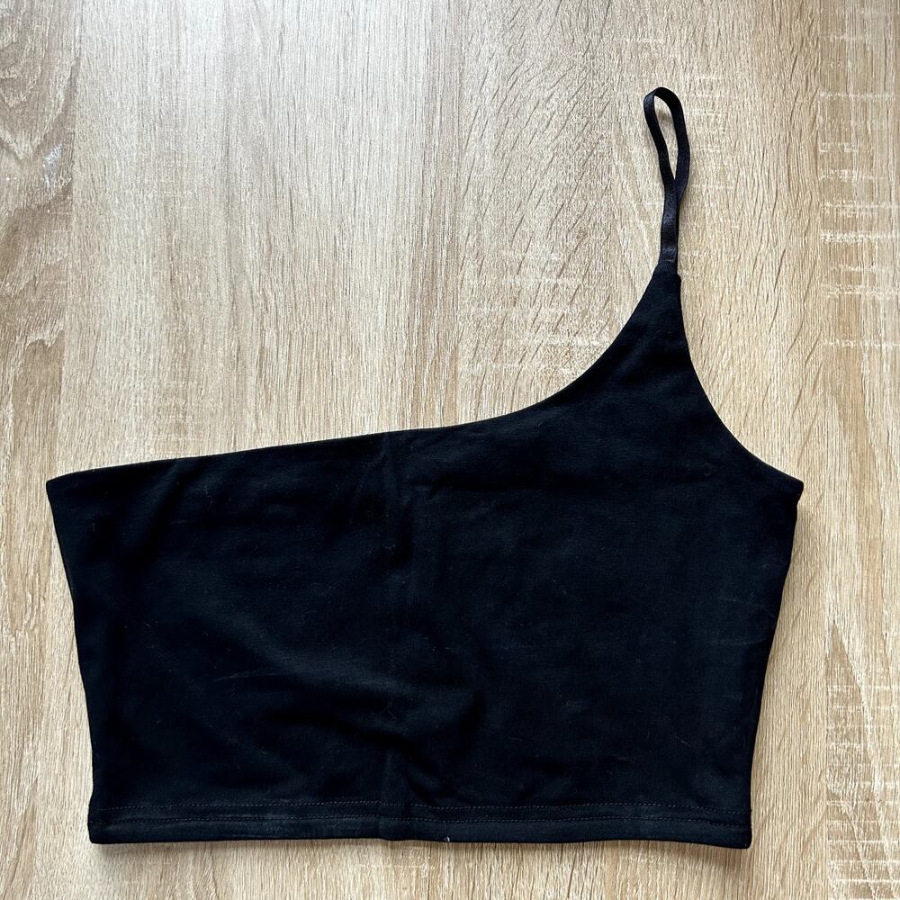 Princess Polly One Shoulder Crop Tank Top Size 4 Black